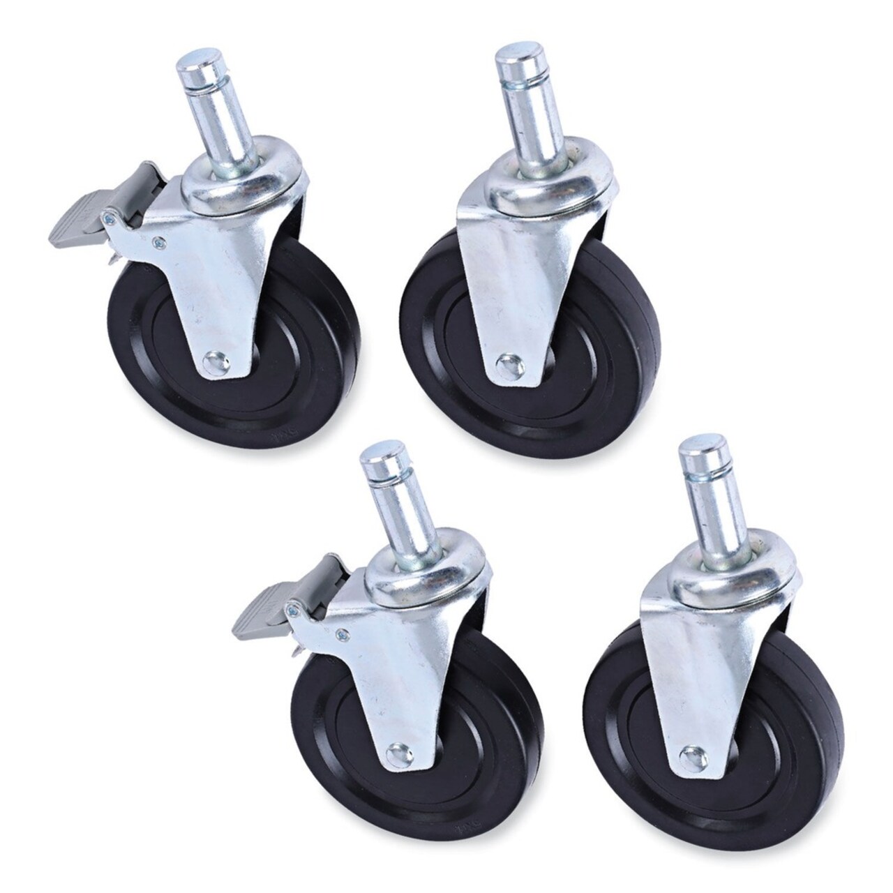 Alera 5 in. Wheel Grip Ring Stem Optional Casters for Wire Shelving - Black (4/Set)